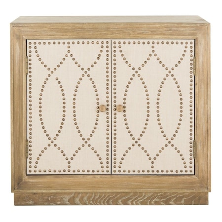 Safavieh Yuna 2 Door Chest with Rust Oak; Beige Linen & Copper HandIe CHS6407A
